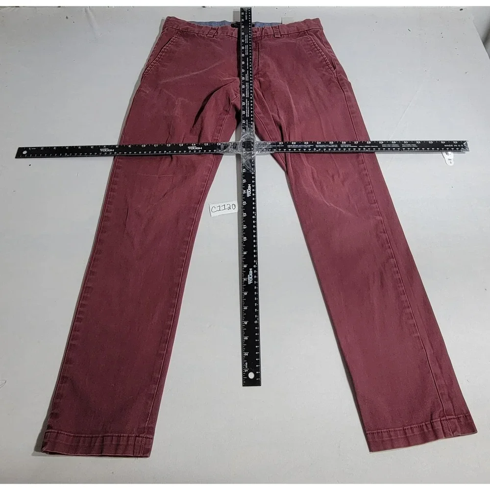 Banana Republic Mens Fulton Skinny Chino Pants 30x32 Burgundy Maroon Stretch